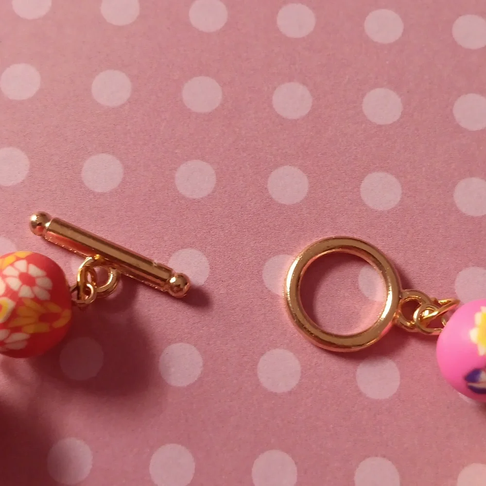 🌸HP! Colorful Floral Clay Beaded Boho Clasp  Bracelet New! - Picture 7 of 8